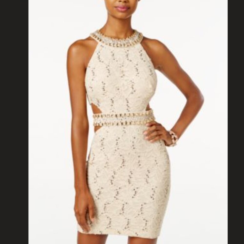 B Darlin Sequin Cutout Dress